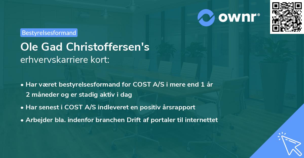 Ole Gad Christoffersen's erhvervskarriere kort