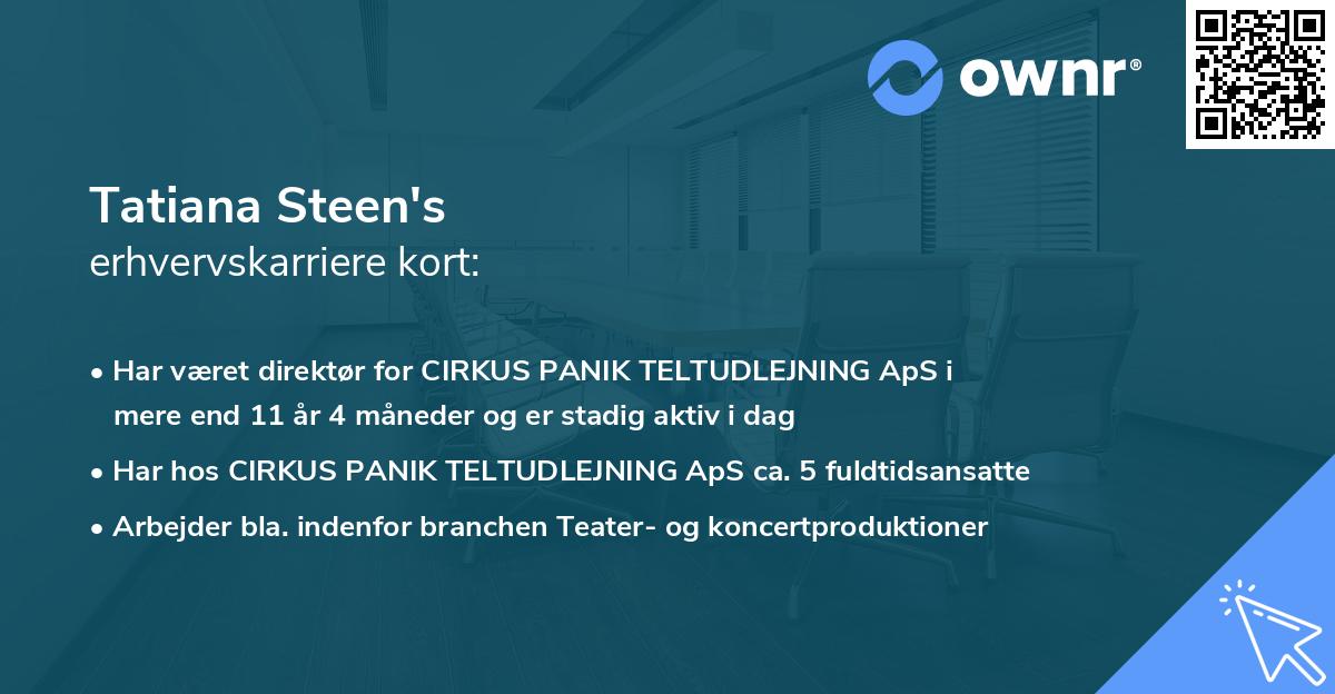 Tatiana Steen's erhvervskarriere kort