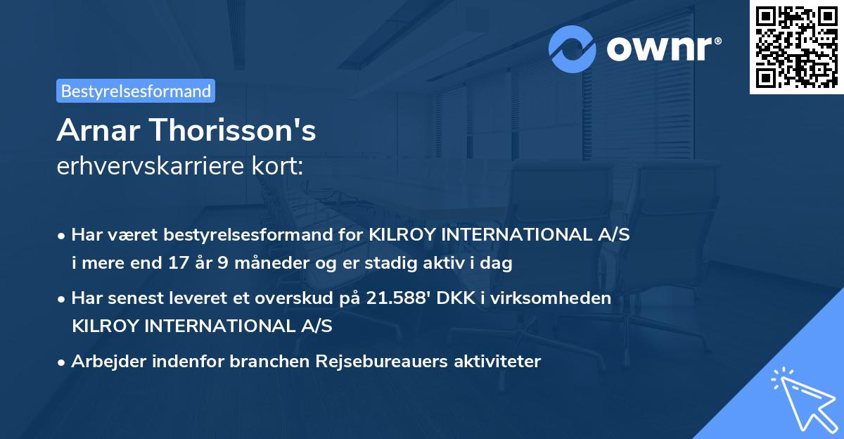 Arnar Thorisson's erhvervskarriere kort