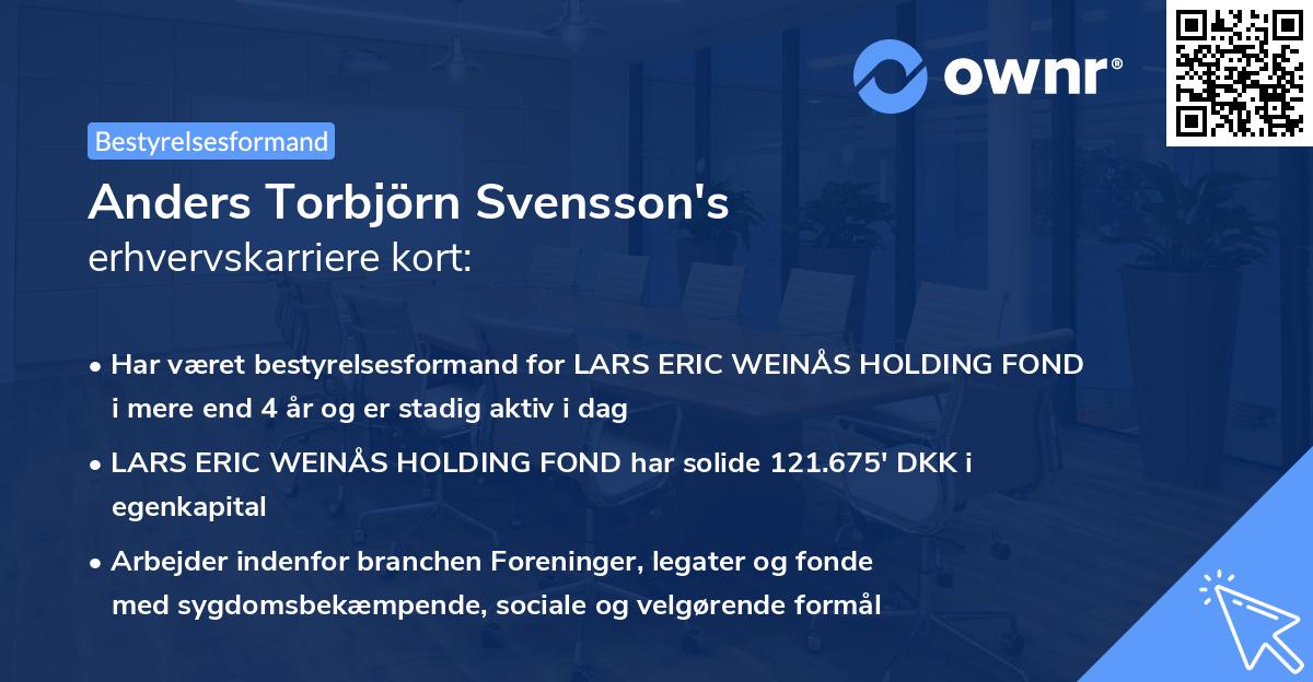 Anders Torbjörn Svensson's erhvervskarriere kort