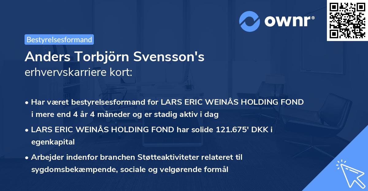 Anders Torbjörn Svensson's erhvervskarriere kort