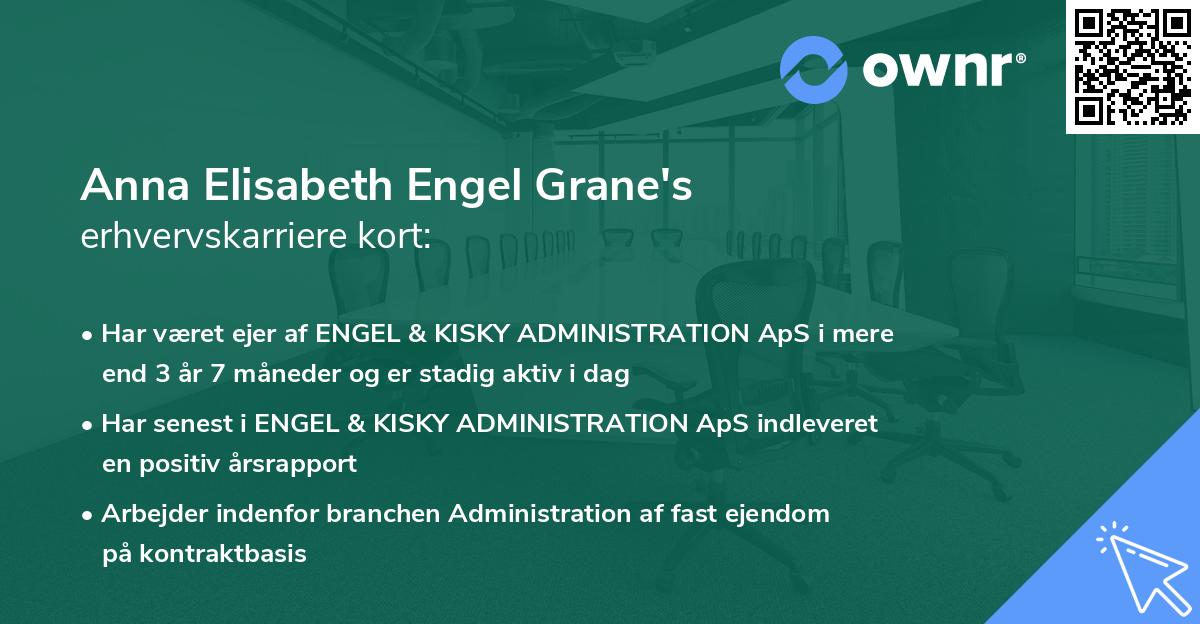 Anna Elisabeth Engel Grane's erhvervskarriere kort