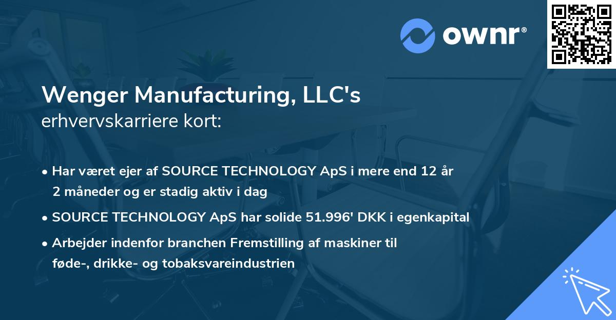 Wenger Manufacturing, LLC's erhvervskarriere kort