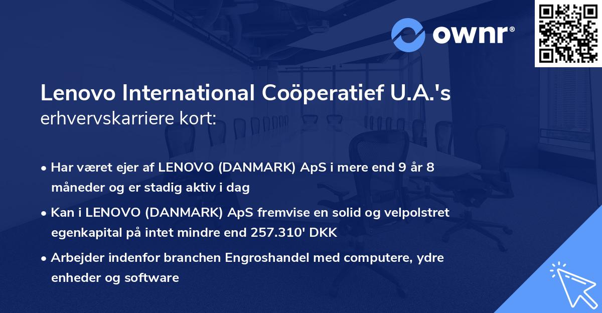 Lenovo International Coöperatief U.A.'s erhvervskarriere kort