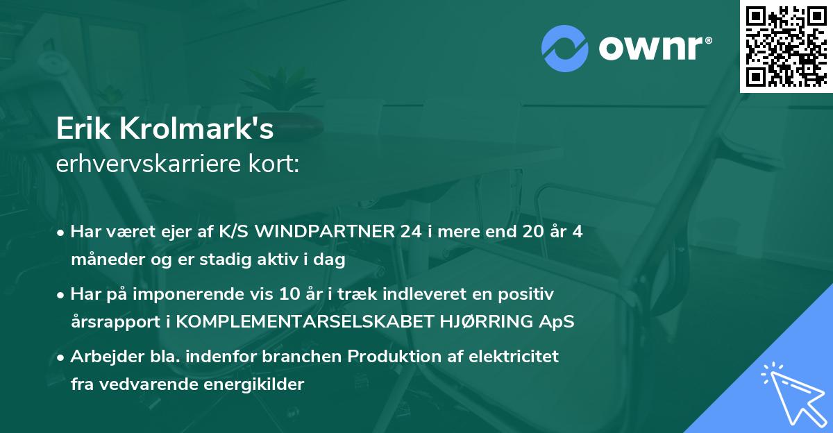 Erik Krolmark's erhvervskarriere kort