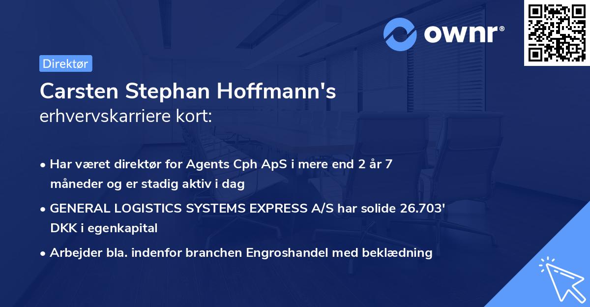 Carsten Stephan Hoffmann's erhvervskarriere kort