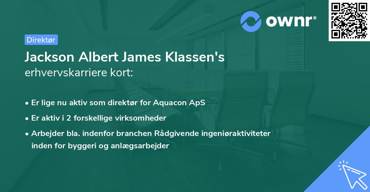 Jackson Albert James Klassen's erhvervskarriere kort