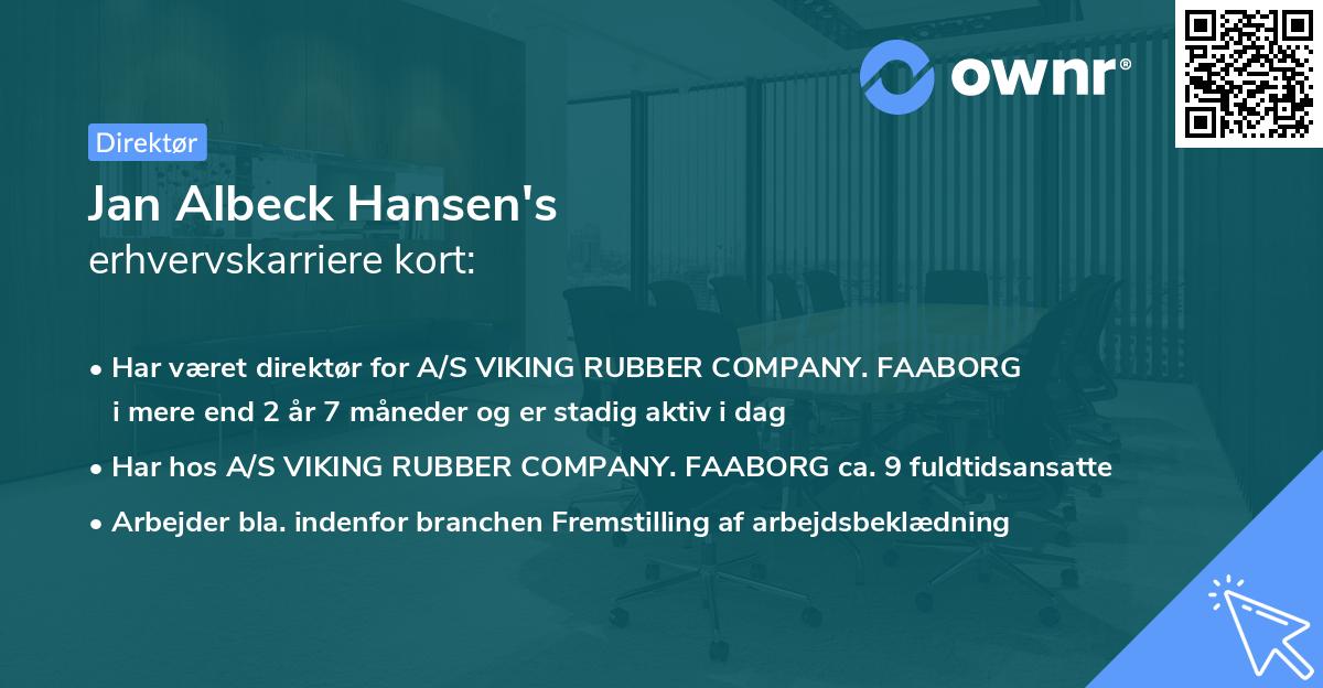 Jan Albeck Hansen's erhvervskarriere kort