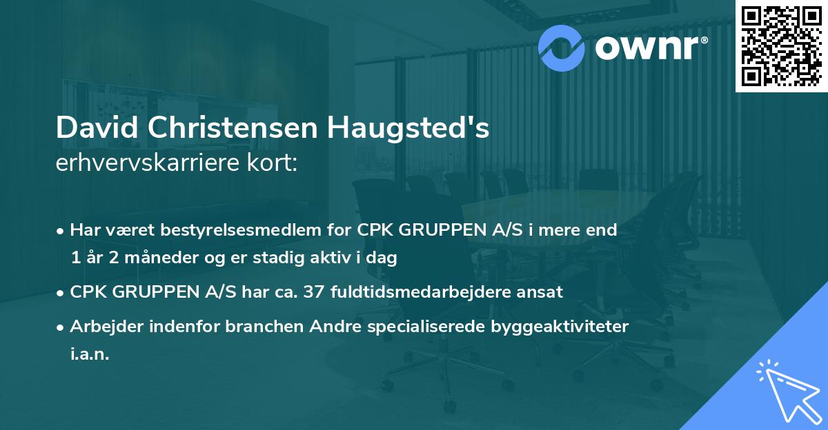 David Christensen Haugsted's erhvervskarriere kort