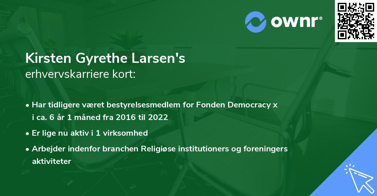 Kirsten Gyrethe Larsen's erhvervskarriere kort