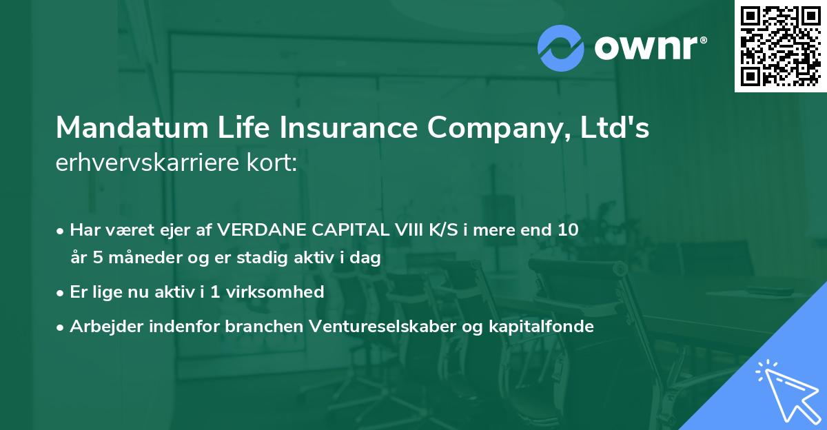 Mandatum Life Insurance Company, Ltd's erhvervskarriere kort