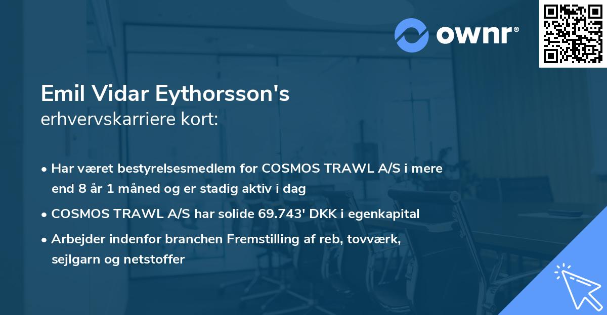 Emil Vidar Eythorsson's erhvervskarriere kort