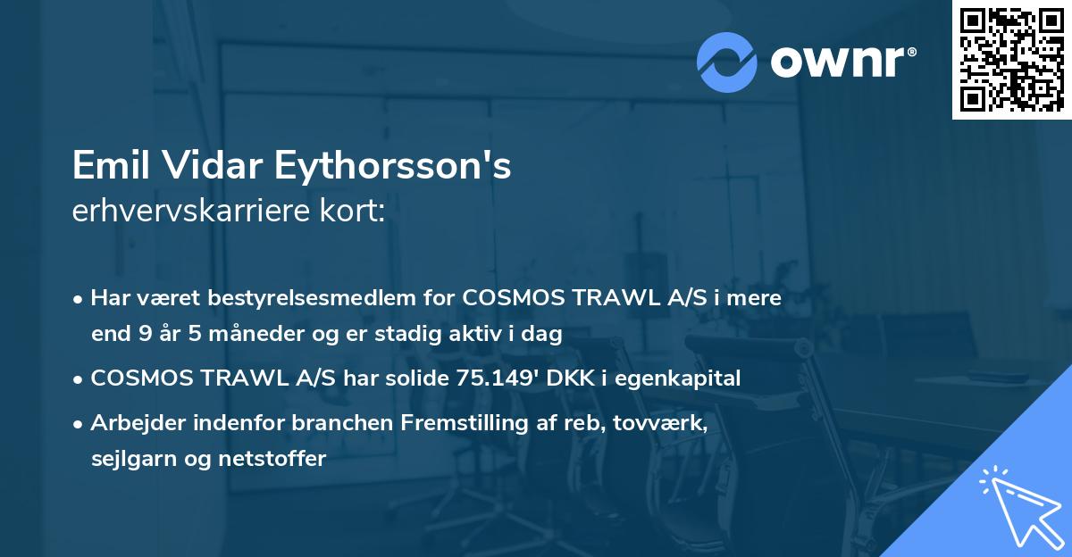 Emil Vidar Eythorsson's erhvervskarriere kort