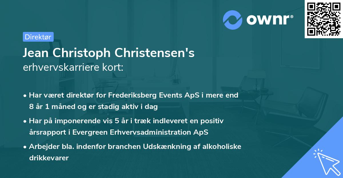 Jean Christoph Christensen's erhvervskarriere kort