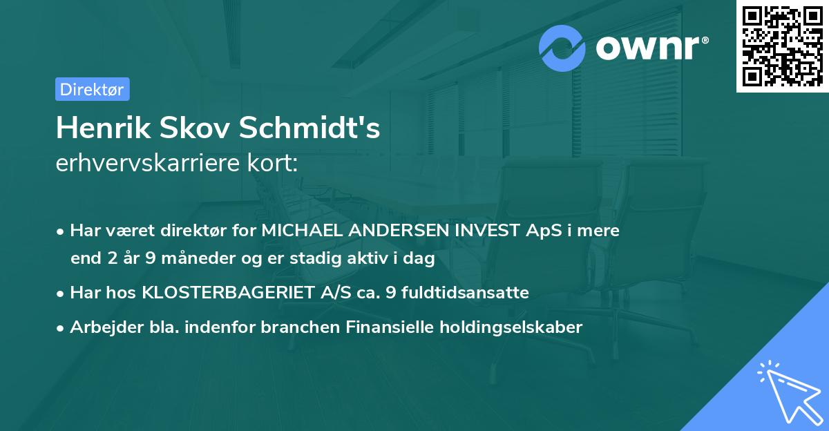 Henrik Skov Schmidt's erhvervskarriere kort