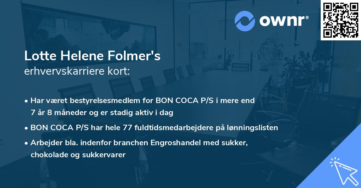 Lotte Helene Folmer's erhvervskarriere kort