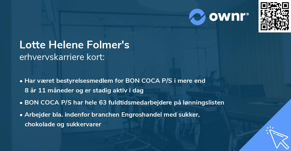 Lotte Helene Folmer's erhvervskarriere kort