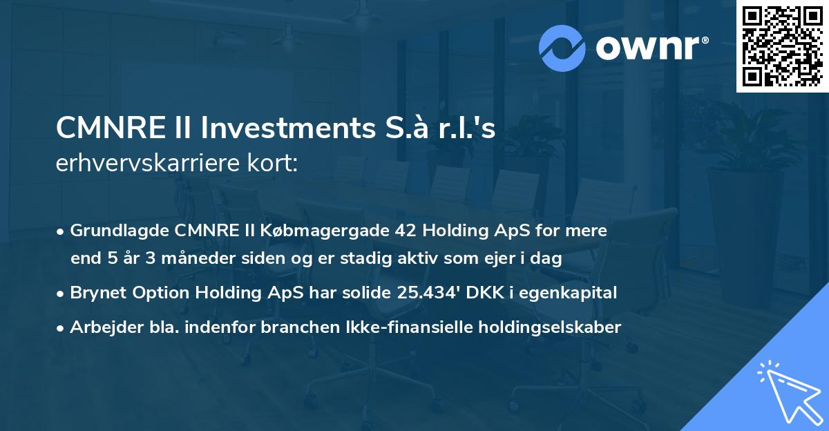 CMNRE II Investments S.à r.l.'s erhvervskarriere kort