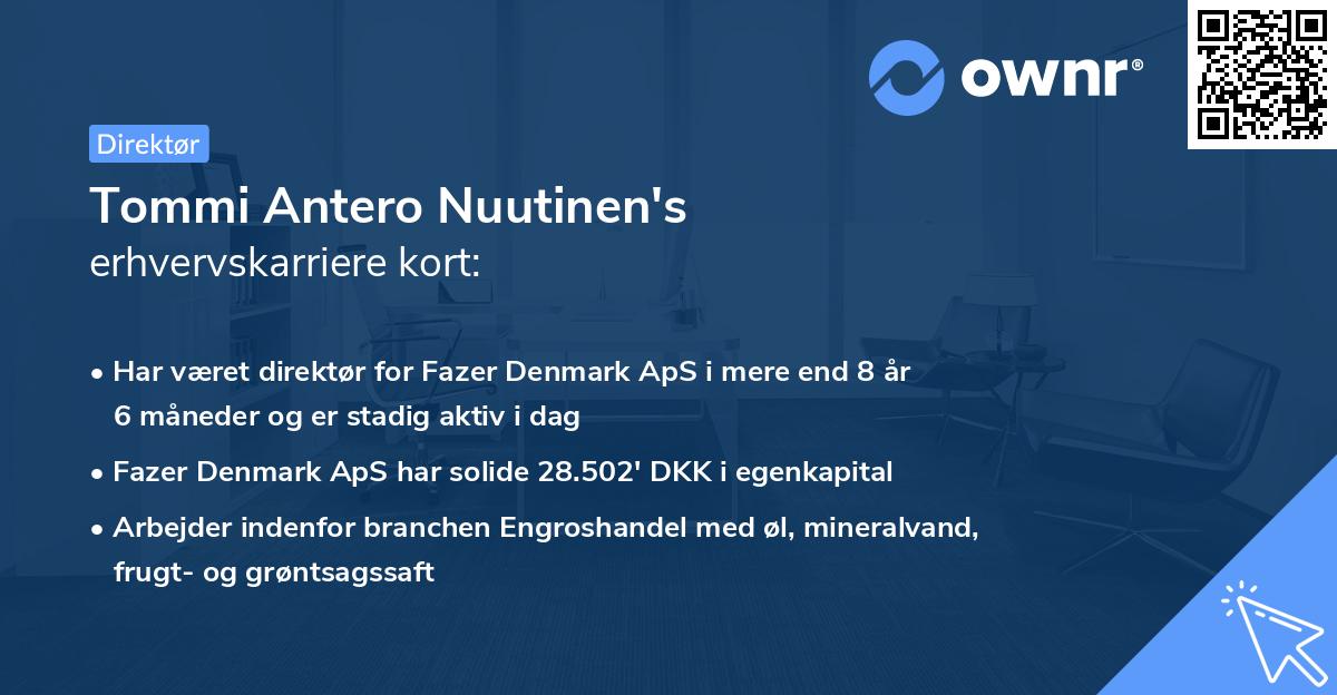 Tommi Antero Nuutinen's erhvervskarriere kort