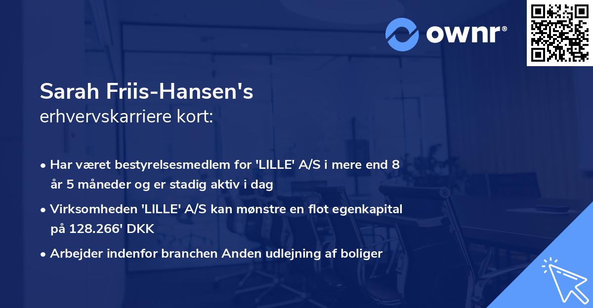 Sarah Friis-Hansen's erhvervskarriere kort