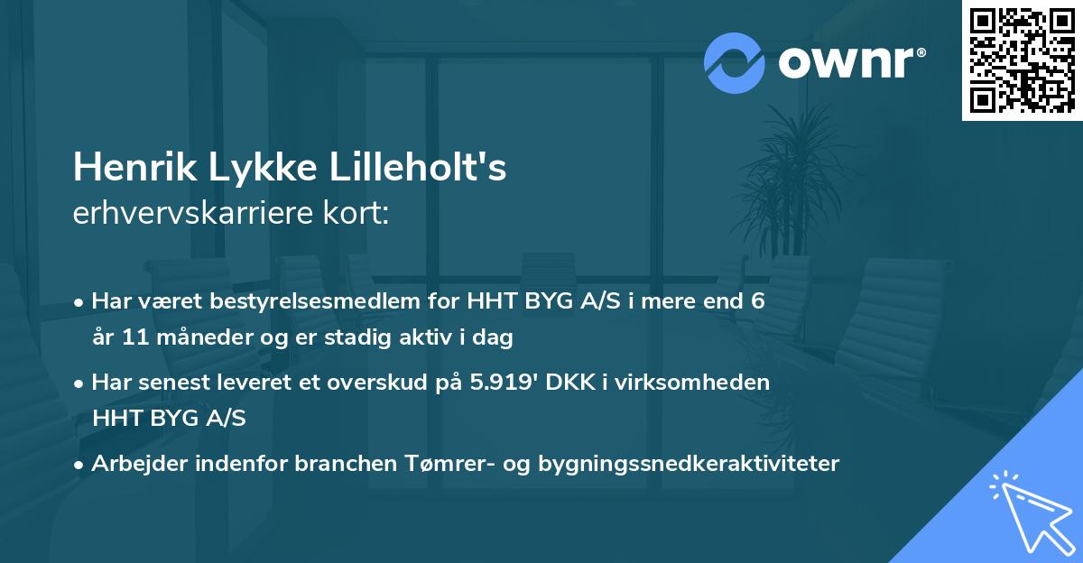 Henrik Lykke Lilleholt's erhvervskarriere kort