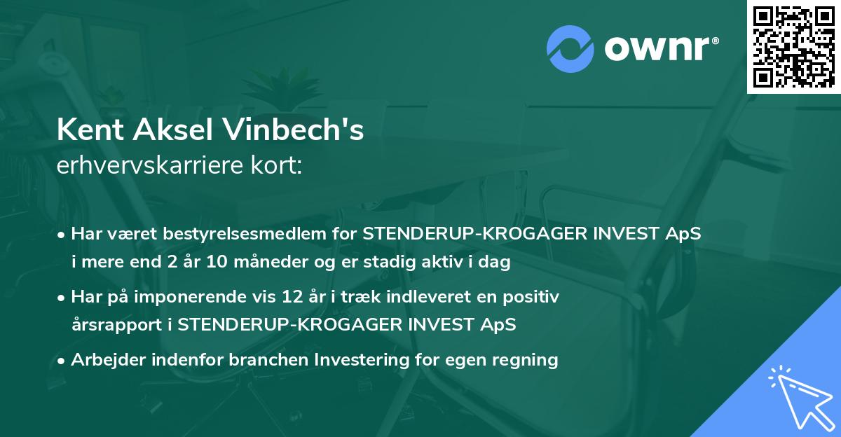 Kent Aksel Vinbech's erhvervskarriere kort