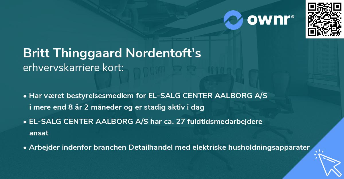 Britt Thinggaard Nordentoft's erhvervskarriere kort