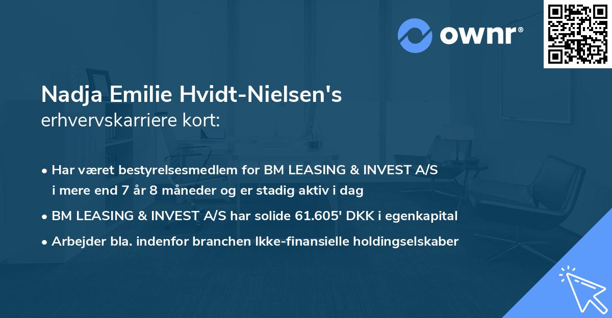 Nadja Emilie Hvidt-Nielsen's erhvervskarriere kort