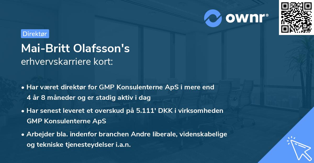 Mai-Britt Olafsson's erhvervskarriere kort