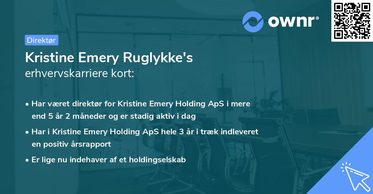 Kristine Emery Ruglykke's erhvervskarriere kort