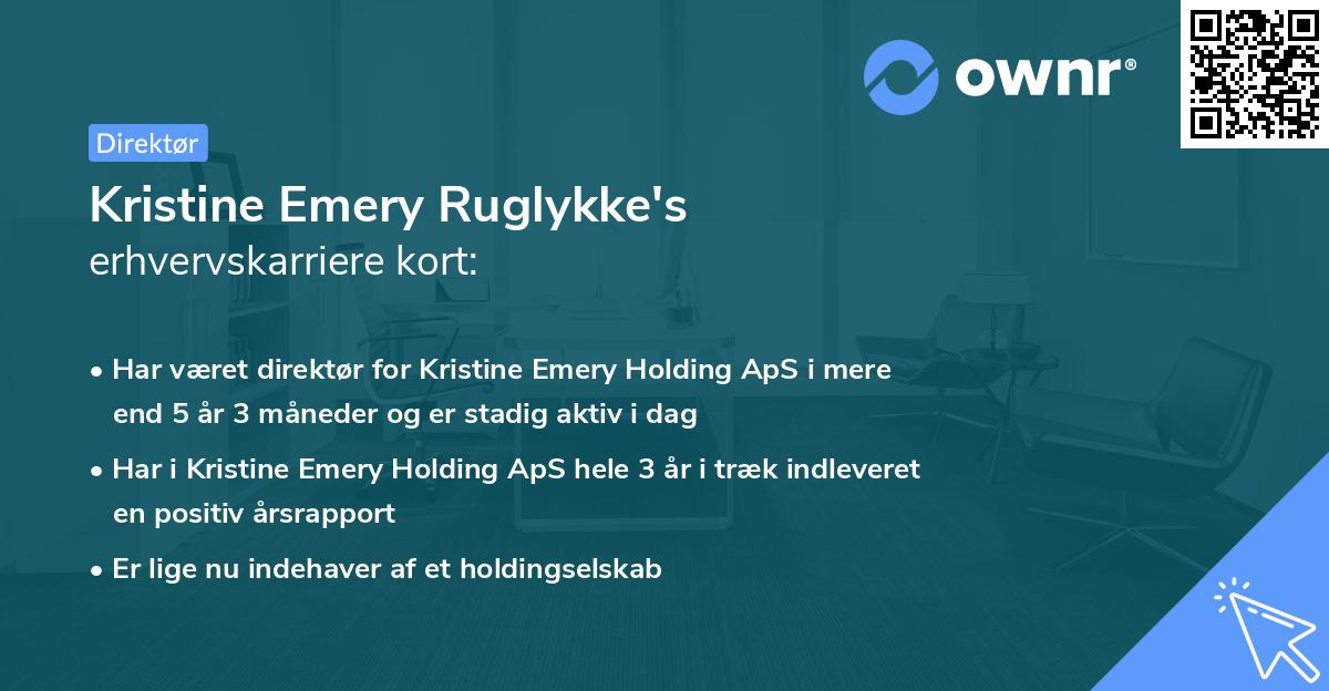 Kristine Emery Ruglykke's erhvervskarriere kort