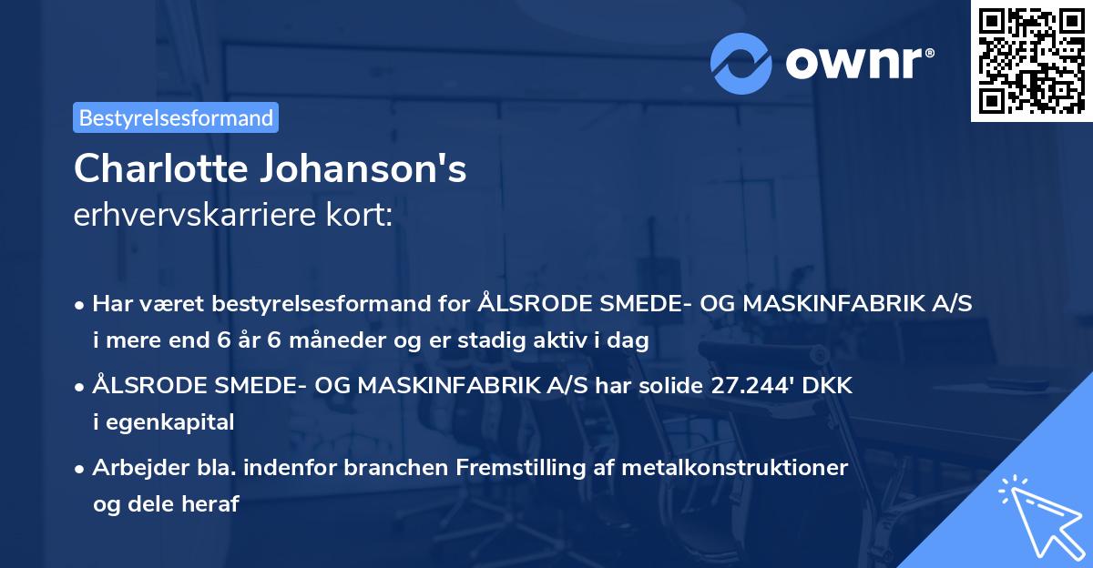 Charlotte Johanson's erhvervskarriere kort