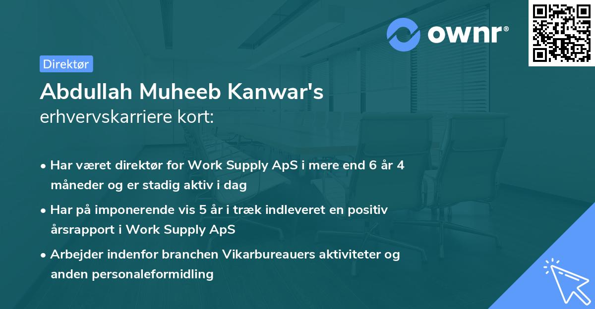 Abdullah Muheeb Kanwar's erhvervskarriere kort