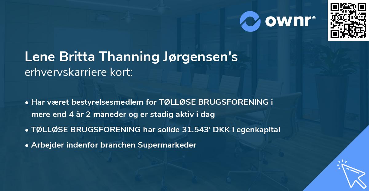 Lene Britta Thanning Jørgensen's erhvervskarriere kort