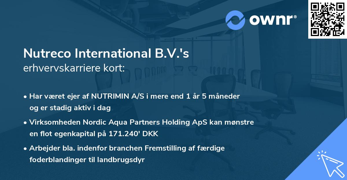 Nutreco International B.V.'s erhvervskarriere kort