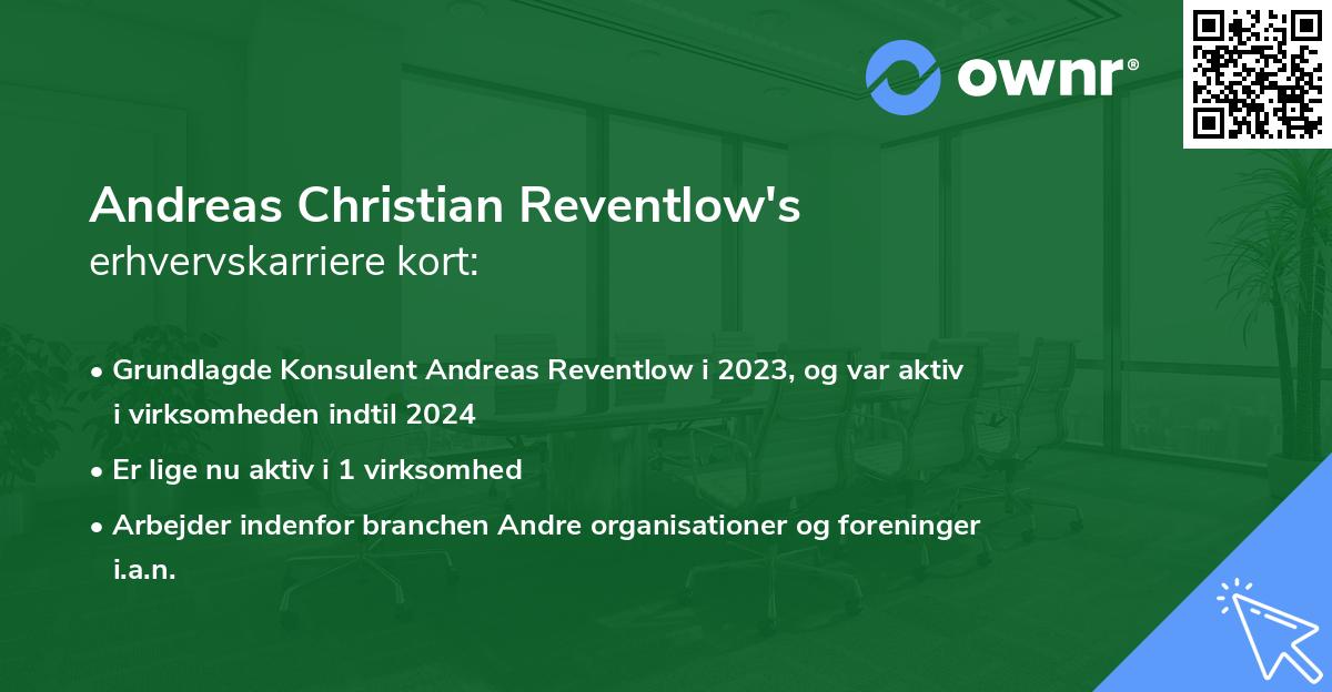 Andreas Christian Reventlow's erhvervskarriere kort