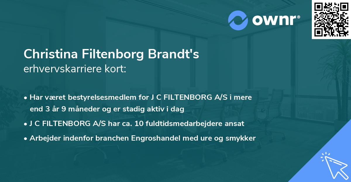 Christina Filtenborg Brandt's erhvervskarriere kort