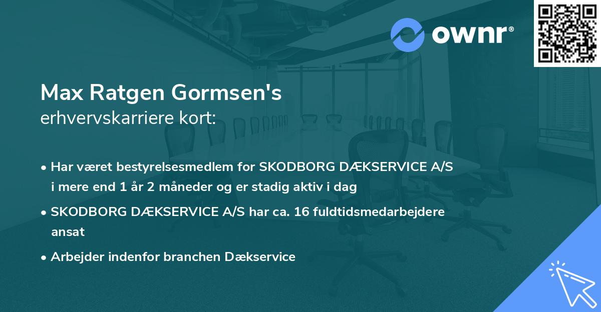 Max Ratgen Gormsen's erhvervskarriere kort