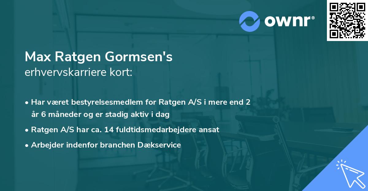 Max Ratgen Gormsen's erhvervskarriere kort