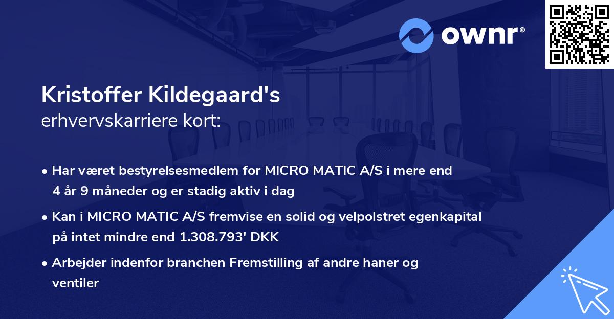 Kristoffer Kildegaard's erhvervskarriere kort
