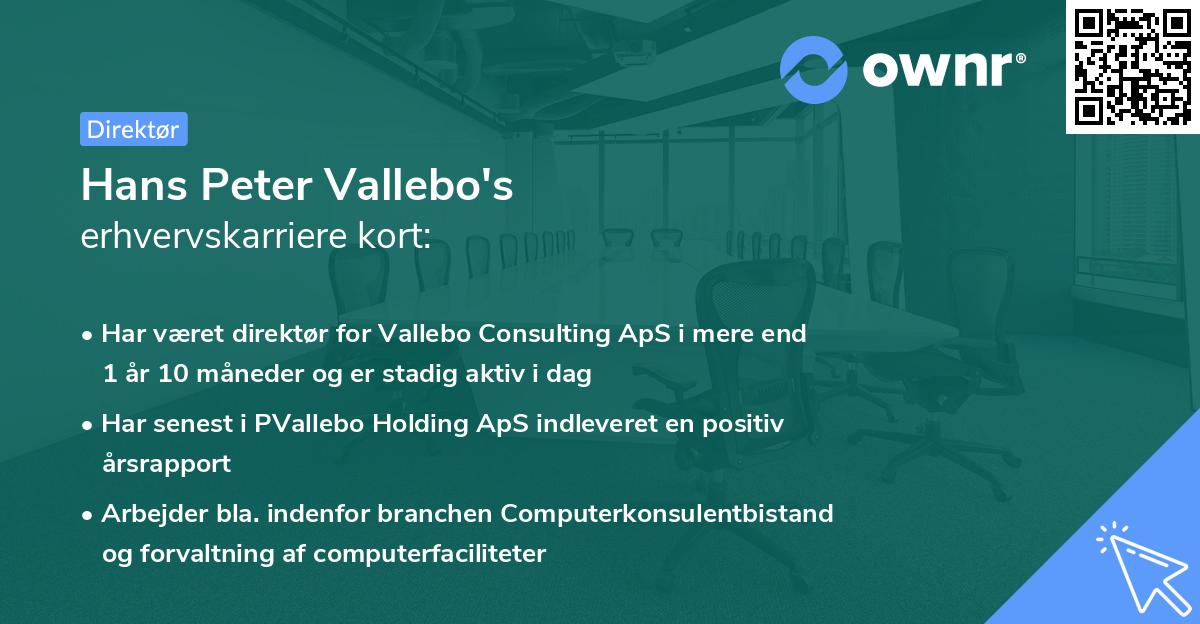 Hans Peter Vallebo's erhvervskarriere kort