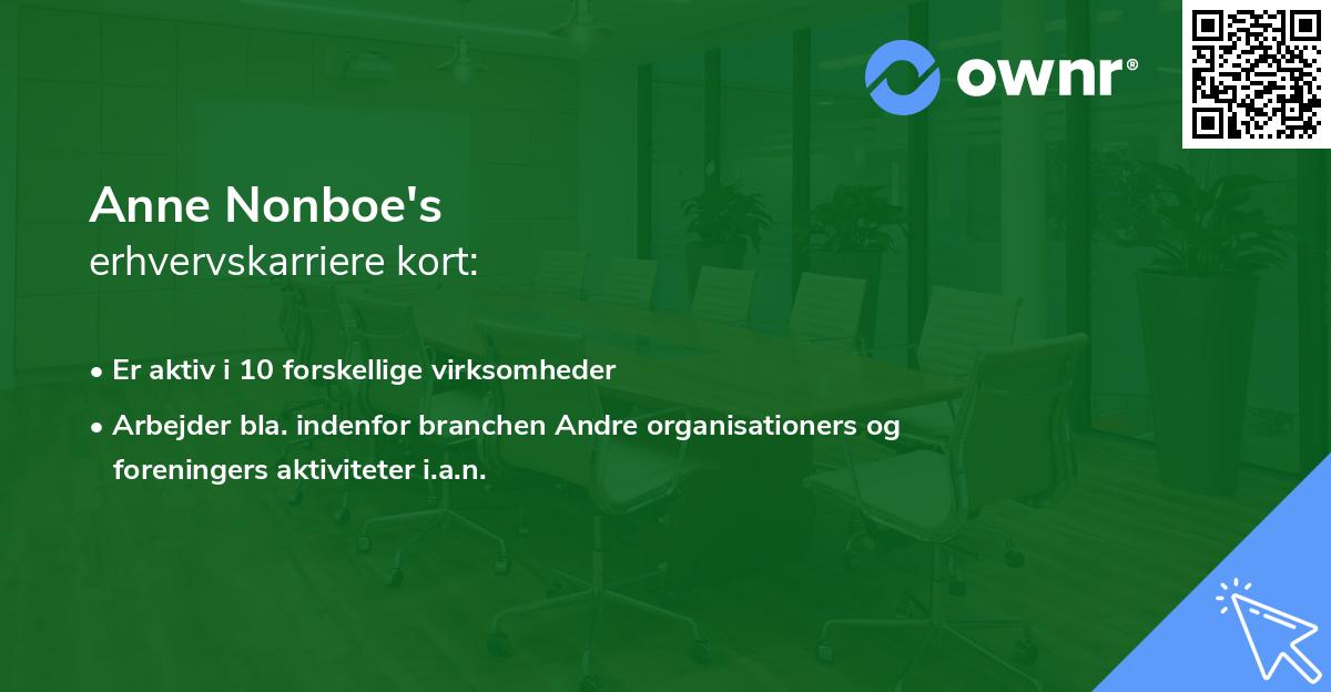 Anne Nonboe's erhvervskarriere kort