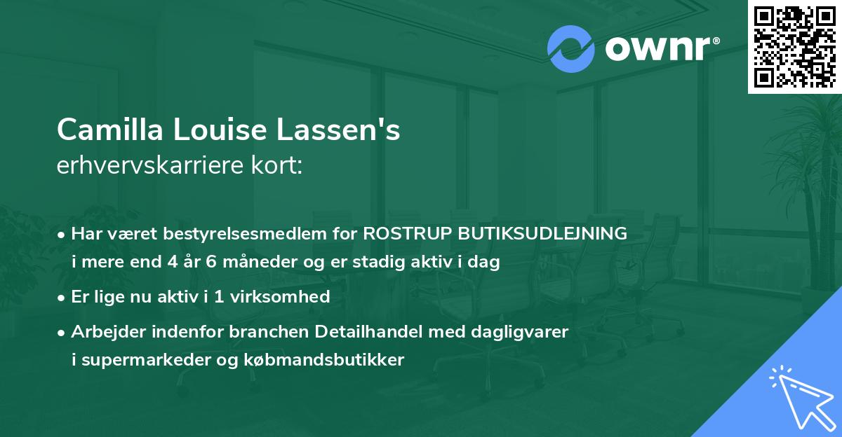 Camilla Louise Lassen's erhvervskarriere kort