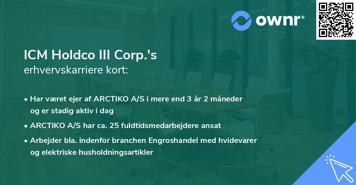 ICM Holdco III Corp.'s erhvervskarriere kort