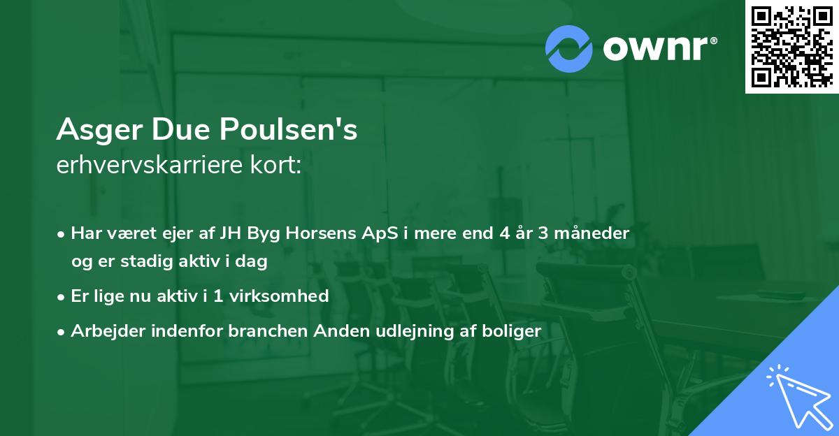 Asger Due Poulsen's erhvervskarriere kort