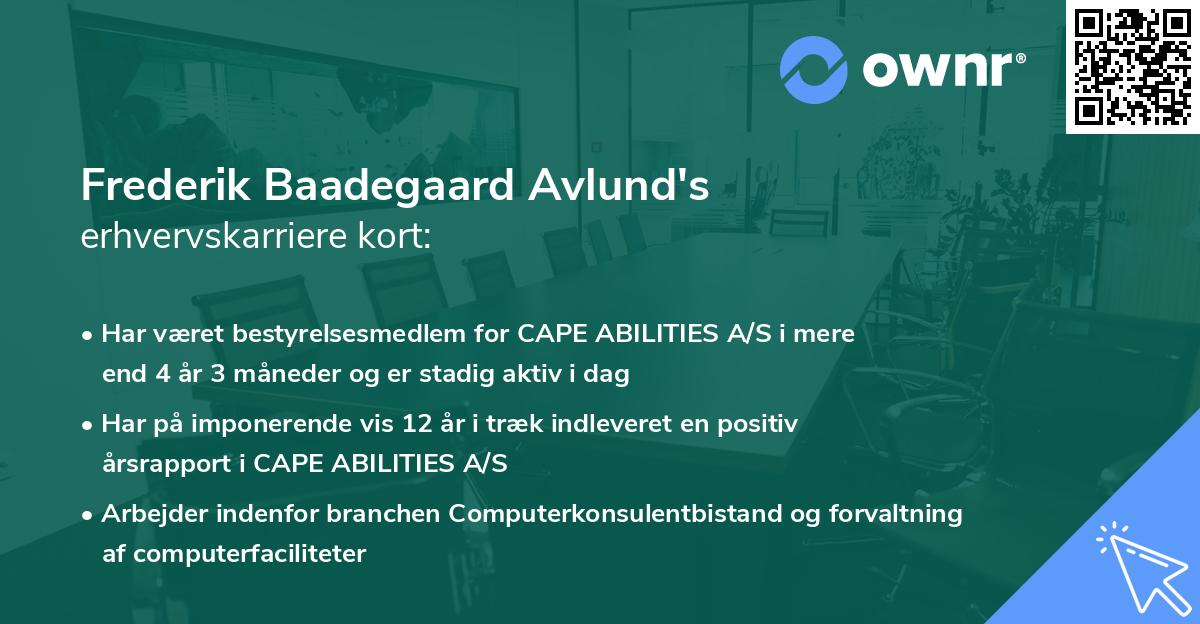 Frederik Baadegaard Avlund's erhvervskarriere kort