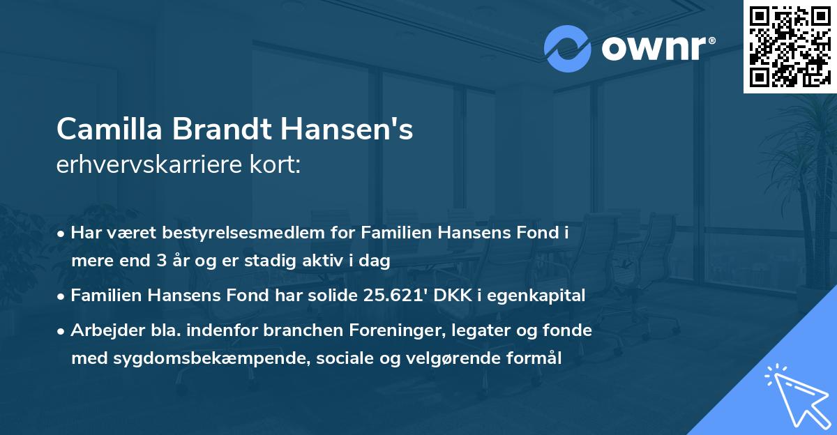 Camilla Brandt Hansen's erhvervskarriere kort