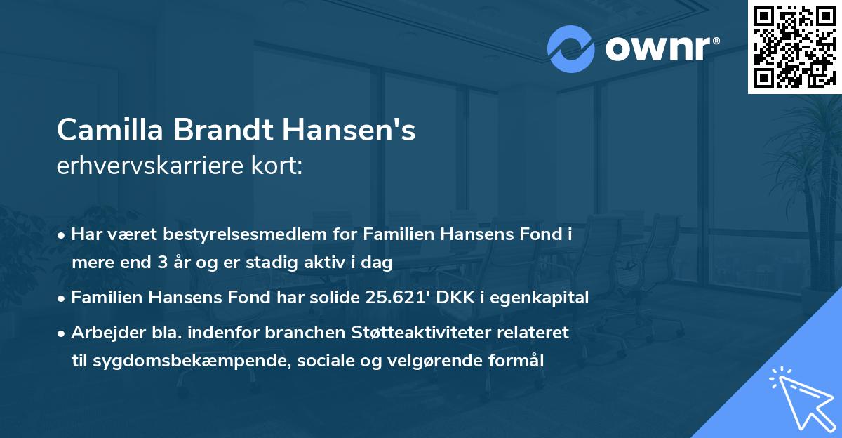 Camilla Brandt Hansen's erhvervskarriere kort