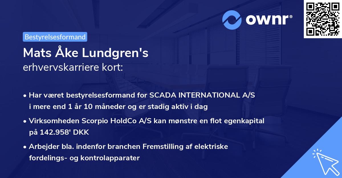 Mats Åke Lundgren's erhvervskarriere kort