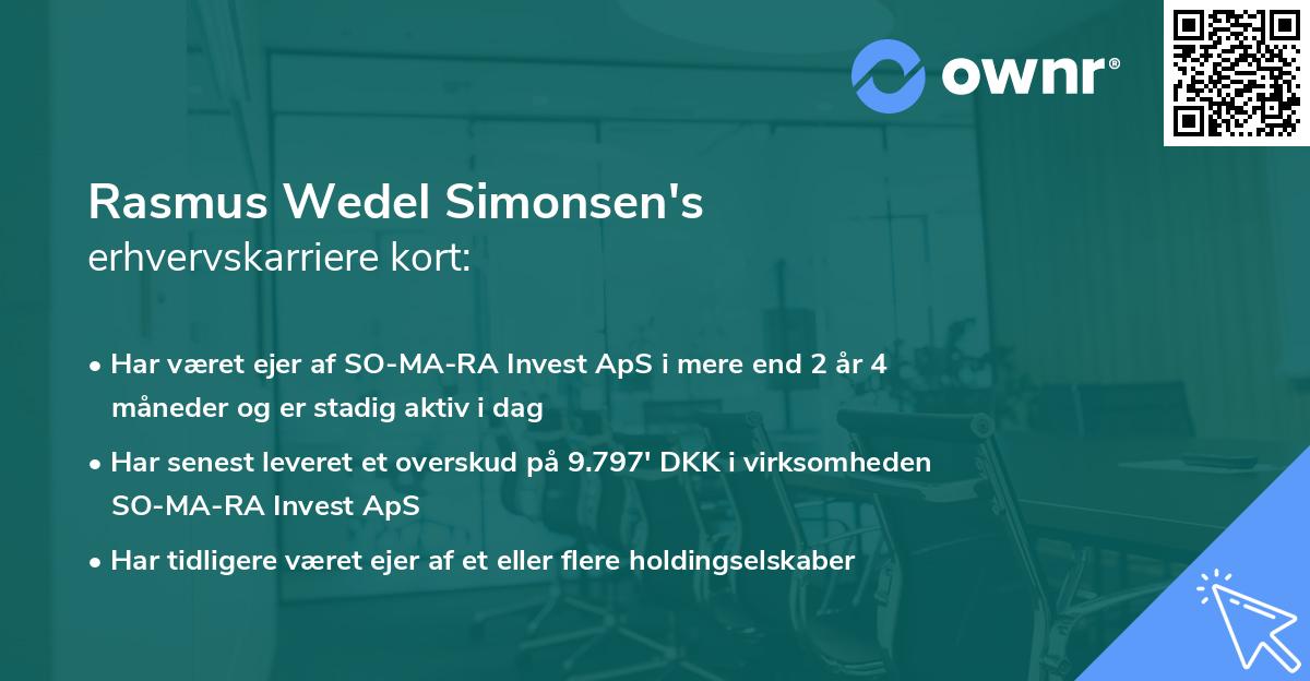 Rasmus Wedel Simonsen's erhvervskarriere kort